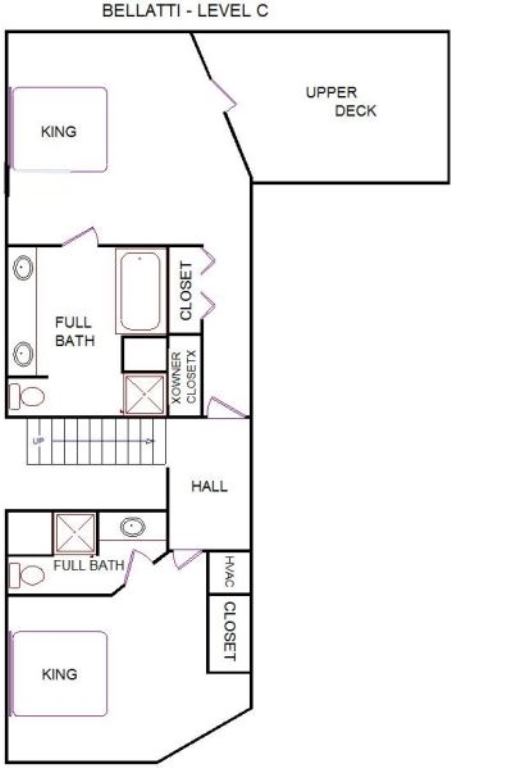 A level C layout view of Sand 'N Sea's beachside with gulf view house vacation rental in Galveston named Bellatti 